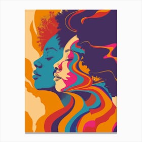 Two Women With Colorful Hair Canvas Print