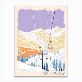 Poster Of Telluride Ski Resort   Colorado, Usa, Ski Resort Pastel Colours Illustration 3 Canvas Print