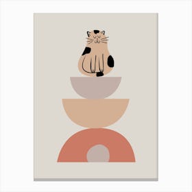 Cat Sitting On A Bowl - Boho Design Canvas Print