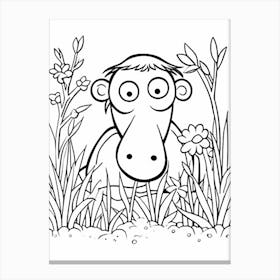 Line Art Jungle Animal Proboscis Monkey 3 Canvas Print