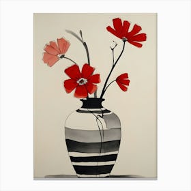 Red Flowers In A Vase 1 Canvas Print