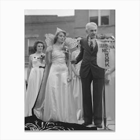 Introducing The Queen To The Radio Audience, National Rice Festival, Crowley, Louisiana By Russell Lee Canvas Print