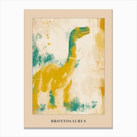 Mustard Paint Stroke Brontosaurus Poster Canvas Print