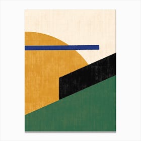 Geometric Abstract Shapes Filet Green Gold Canvas Print