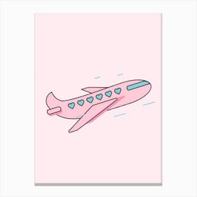 Airplane In The Sky With Hearts Canvas Print