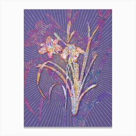 Geometric Orange Day Lily Mosaic Botanical Art on Veri Peri Canvas Print
