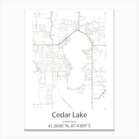 Cedar Lake,United States Minimalist Map Canvas Print