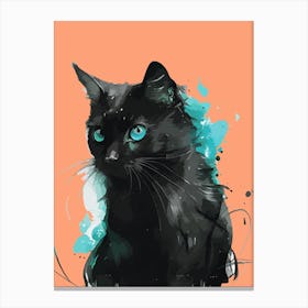 Black Cat Painting Canvas Print