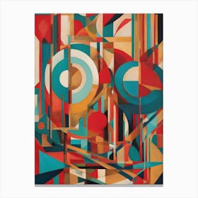 Future - Abstract Art Deco Geometric Shapes Oil Painting Modernist Picasso Inspired Bold Gold Green Turquoise Red Face Visionary Fantasy Style Wall Decor Surrealism Trippy Cool Room Art Invoke Psychedelic Canvas Print