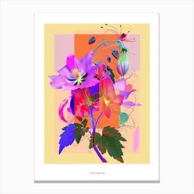 Columbine 2 Neon Flower Collage Poster Canvas Print