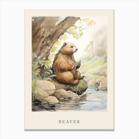 Beatrix Potter Inspired  Animal Watercolour Beaver 1 Canvas Print