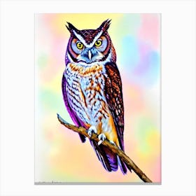 Eastern Screech Owl Watercolour Bird Canvas Print