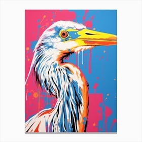 Andy Warhol Style Bird Great Blue Heron 1 Canvas Print