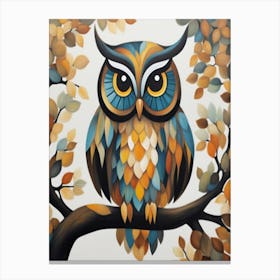 Owl On A Branch Canvas Print