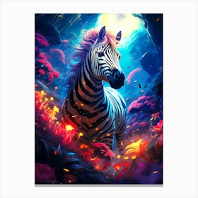 Zebra In The Forest Canvas Print