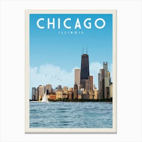 Chicago Skyline Illinois Travel Poster Canvas Print