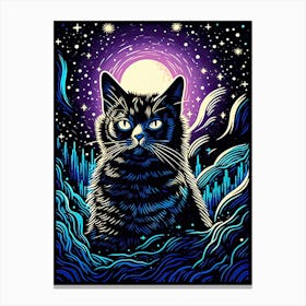 Astral Whiskerstorm, Psychedelic Cats series Canvas Print