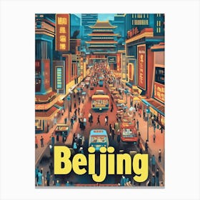 Aihrgdesign A 1970s Inspired Travel Poster For Beijing 2 Canvas Print