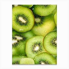 Fresh Kiwi Pattern – Juicy Fruit Wall Art For Modern Kitchen Or Cafe Decor Canvas Print