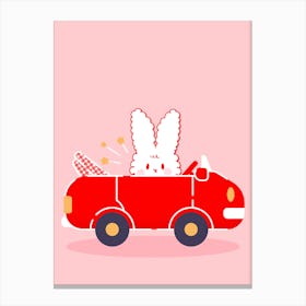Bunny In Car Canvas Print