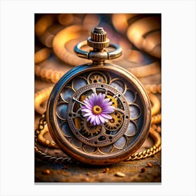 Floral Clockwork In A Surreal Macro Composition Canvas Print