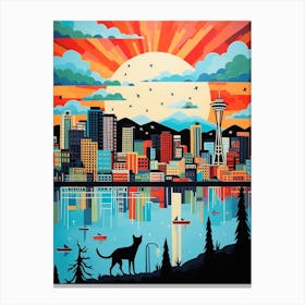 Vancouver, Canada Skyline With A Cat 1 Canvas Print