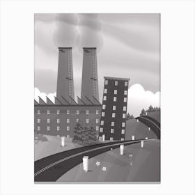 Cartoon Of Smokestacks Canvas Print