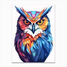 Colourful Geometric Bird Great Horned Owl 1 Canvas Print