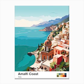 Amalfi Coast, Italy, Geometric Illustration 2 Poster Canvas Print