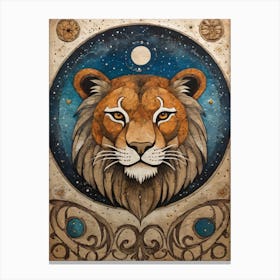 Astral Card Zodiac Leo Old Paper Painting (19) Canvas Print