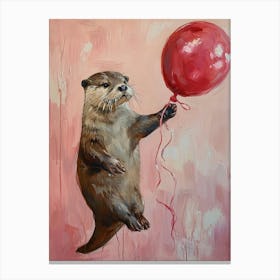 Cute Otter 2 With Balloon Canvas Print
