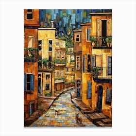 Painting Of Sydney With A Cat In The Style Of Gustav Klimt 2 Canvas Print