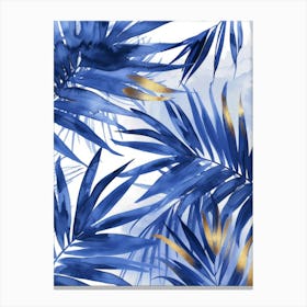 Blue Palm Leaves 1 Canvas Print