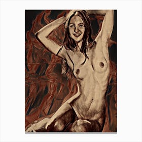 Nude Woman in Brown 1 Canvas Print