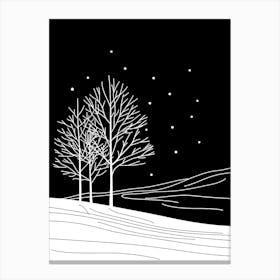 Winter Landscape With Trees Vector Canvas Print