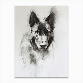 Australian Cattle Dog Charcoal Line 1 Canvas Print