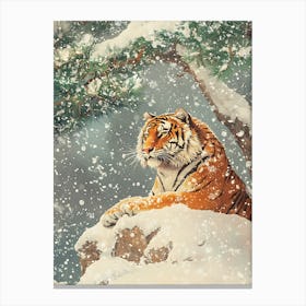 Stunning Tiger In The Snow 13 Canvas Print