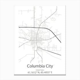 Columbia,United States Minimalist Map 1 Canvas Print