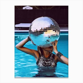 Woman Pool Disco Ball Fashion Photography 0 Canvas Print