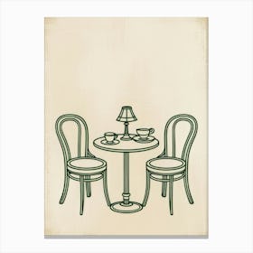 Vintage Cafe Table And Chairs Vector Canvas Print