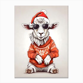 Goat Christmas Hat Canvas Print
