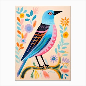 Pink Scandi Bluebird 4 Canvas Print
