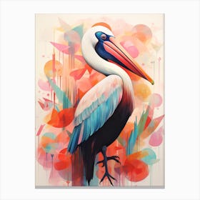 Bird Painting Collage Pelican 4 Canvas Print