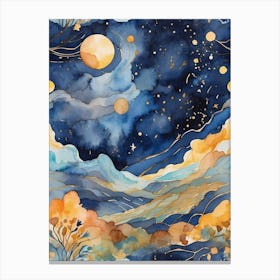 Watercolor Night Sky Canvas Print