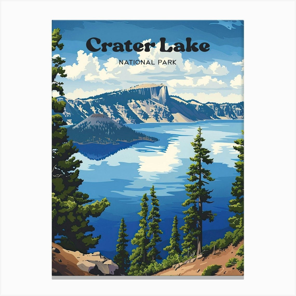 Crater Lake National Park Outdoor Travel Illustration Leinwandbild