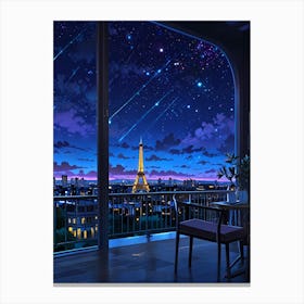 Eiffel Tower Night Sky Anime aesthetic Canvas Print