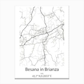 Besana In Brianza,Italy Minimalist Map Canvas Print