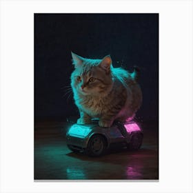 Cat On A Toy Car Canvas Print