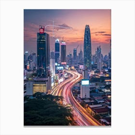 Bangkok Cityscape Of The Future Skyline Punctuated By Towering Skyscrapers Where Technology Gracef Canvas Print