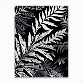 Yew Leaf Linocut 1 Canvas Print